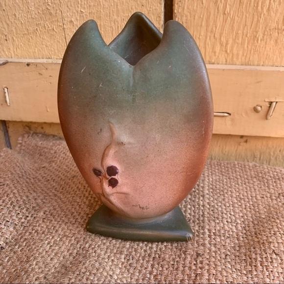 Antique Weller Pottery Vase Ink Stamped Floral - Picture 2 of 6